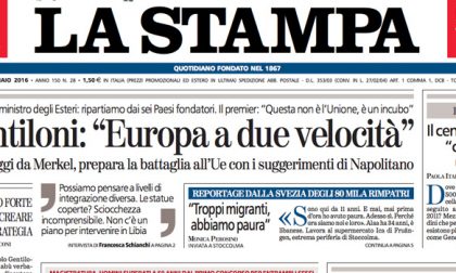 Le prime pagine dei giornali venerdì 29 gennaio 2016