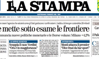 Le prime pagine dei giornali venerdì 22 gennaio 2016