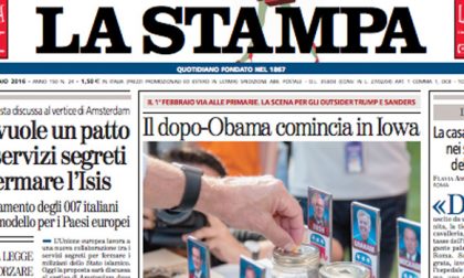 Le prime pagine dei giornali lunedì 25 gennaio 2016