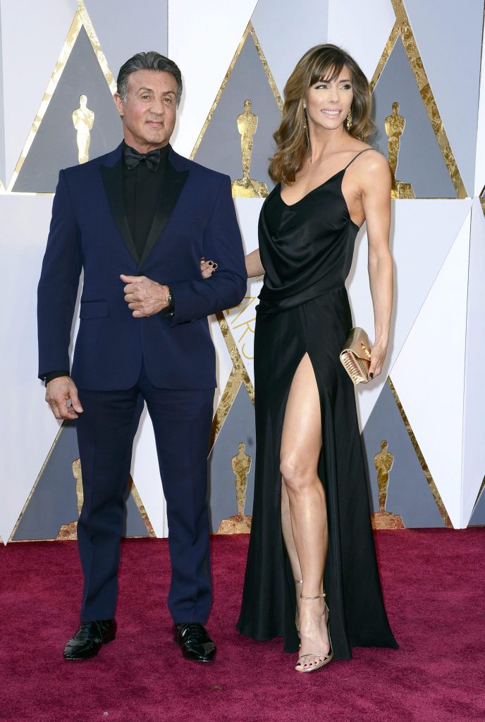 Sylvester Stallone e la moglie Jennifer Flavin in Saint Laurent