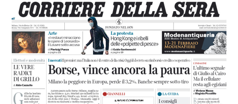 Le prime pagine dei giornali mercoledì 10 febbraio 2016