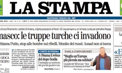 Le prime pagine dei giornali lunedì 15 febbraio 2016
