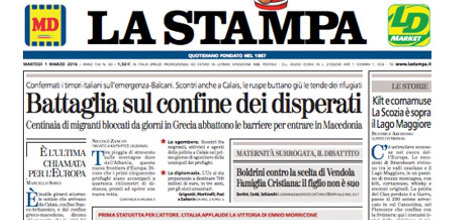 Le prime pagine dei giornali martedì 1 marzo 2016