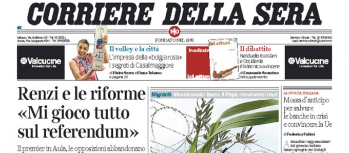 Le prime pagine dei giornali martedì 12 aprile 2016
