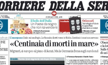 Le prime pagine dei giornali Mercoledì 19 aprile 2016