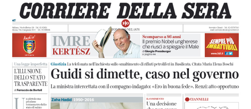 Le prime pagine dei giornali venerdì 1 aprile 2016