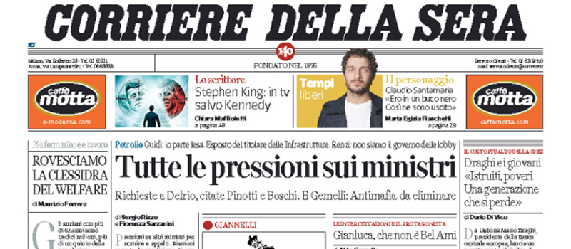 Le prime pagine dei giornali venerdì 8 aprile 2016