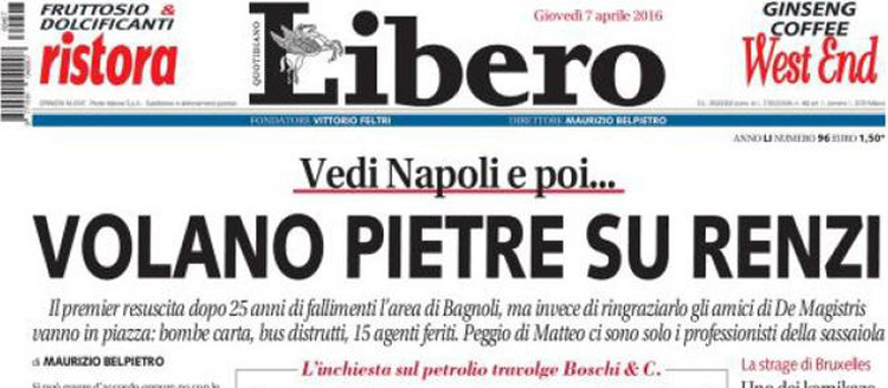 Le prime pagine dei giornali giovedì 7 aprile 2016
