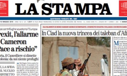 Le prime pagine dei giornali martedì 10 maggio 2016