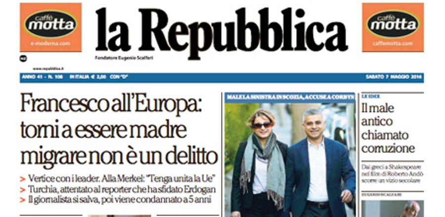 Le prime pagine dei giornali sabato 7 maggio 2016