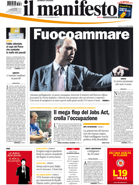 [NAZIONALE - 1] MANIFESTO/PRIMAPAGINA/PAG01 ... 19/05