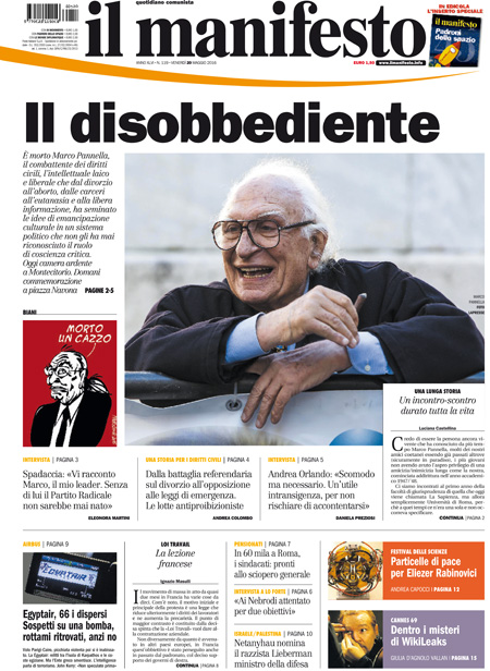 [NAZIONALE - 1] MANIFESTO/PRIMAPAGINA/PAG01 ... 20/05