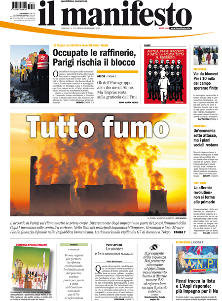 [NAZIONALE - 1] MANIFESTO/PRIMAPAGINA/PAG01 ... 25/05