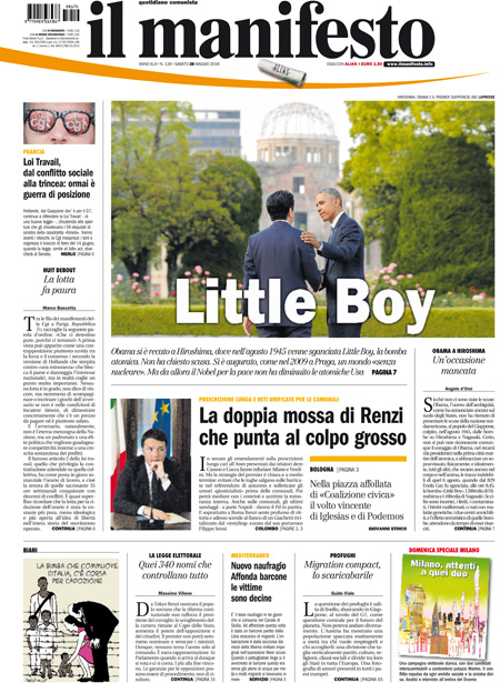 [NAZIONALE - 1] MANIFESTO/PRIMAPAGINA/PAG01 ... 28/05