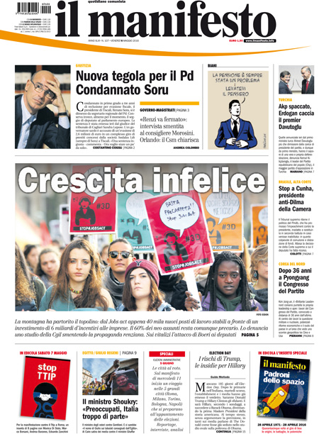 [NAZIONALE - 1] MANIFESTO/PRIMAPAGINA/PAG01 ... 06/05