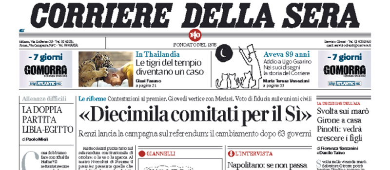 Le prime pagine dei giornali martedì 3 maggio 2016