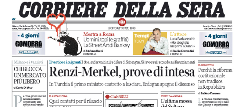 Le prime pagine dei giornali venerdì 6 maggio 2016