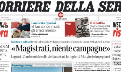 Le prime pagine dei giornali lunedì 9 maggio 2016