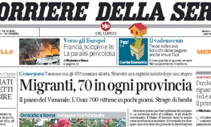 Le prime pagine dei giornali lunedì 30 maggio 2016