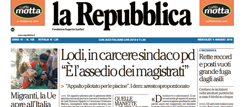 Le prime pagine dei giornali mercoledì 4 maggio 2016