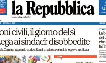Le prime pagine dei giornali giovedì 12 maggio 2016