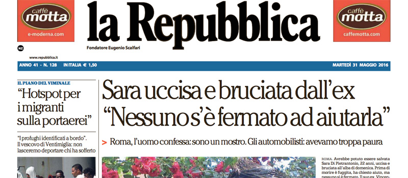 Le prime pagine dei giornali martedì 31 maggio 2016