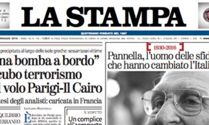 Le prime pagine dei giornali venerdì 20 maggio 2016