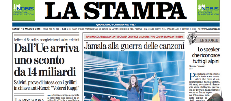 Le prime pagine dei giornali lunedì 16 maggio 2016