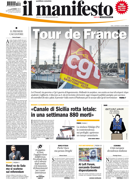 [NAZIONALE - 1] MANIFESTO/PRIMAPAGINA/PAG01 ... 01/06