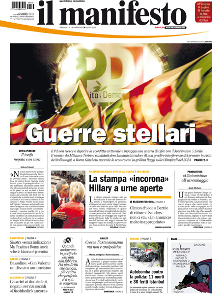 [NAZIONALE - 1] MANIFESTO/PRIMAPAGINA/PAG01 ... 08/06