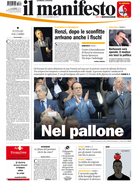 [NAZIONALE - 1] MANIFESTO/PRIMAPAGINA/PAG01 ... 10/06
