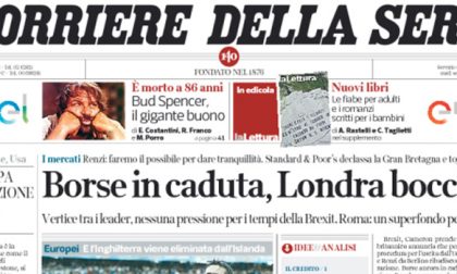 Le prime pagine dei giornali martedì 28 giugno 2016