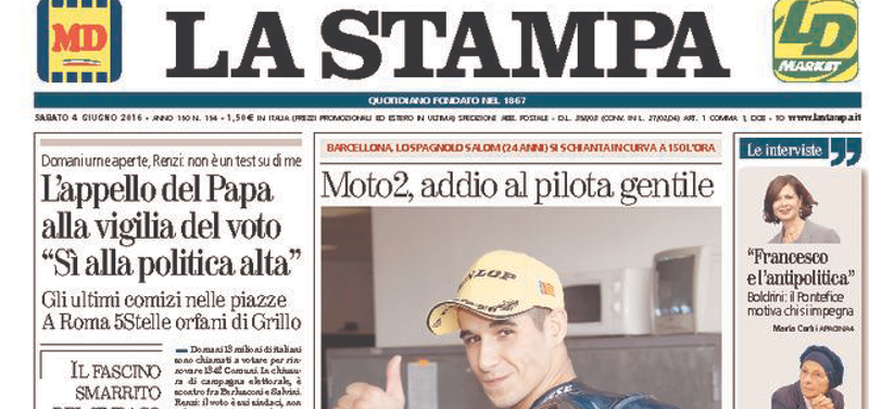 Le prime pagine dei giornali sabato 4 giugno 2016