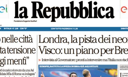 Le prime pagine dei giornali sabato 18 giugno 2016