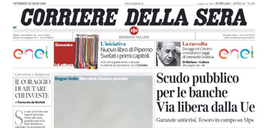 Le prime pagine dei giornali venerdì 1 luglio 2016
