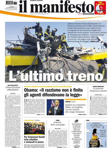 [NAZIONALE - 1] MANIFESTO/PRIMAPAGINA/PAG01 ... 13/07