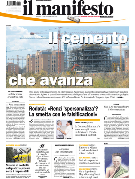 [NAZIONALE - 1] MANIFESTO/PRIMAPAGINA/PAG01 ... 14/07
