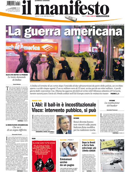 [NAZIONALE - 1] MANIFESTO/PRIMAPAGINA/PAG01 ... 09/07