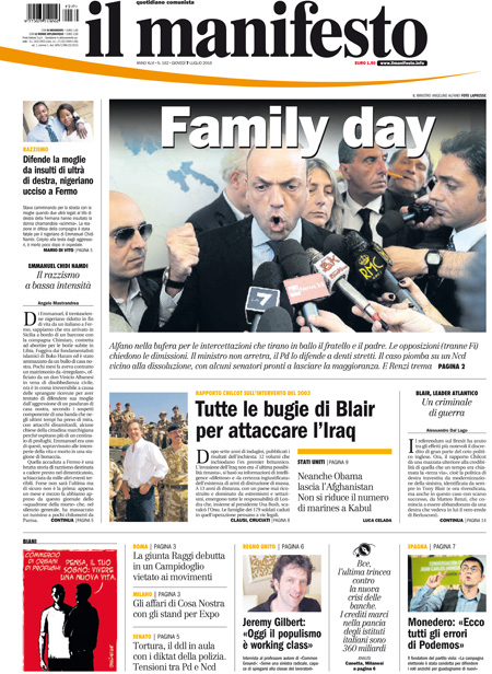 [NAZIONALE - 1] MANIFESTO/PRIMAPAGINA/PAG01 ... 07/07