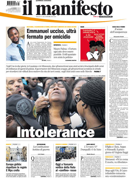 [NAZIONALE - 1] MANIFESTO/PRIMAPAGINA/PAG01 ... 08/07