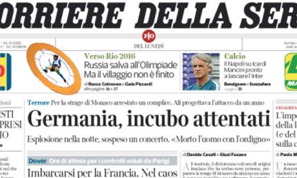 Le prime pagine dei giornali lunedì 25 luglio 2016