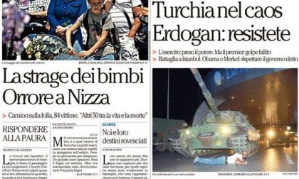 Le prime pagine dei giornali sabato 16 luglio 2016
