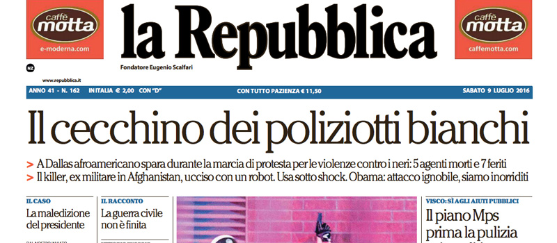Le prime pagine dei giornali sabato 9 luglio 2016