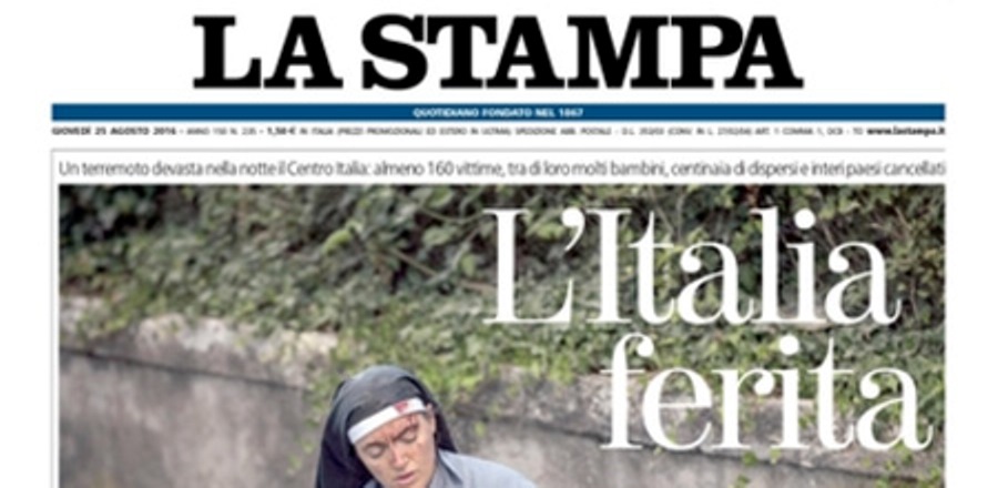 Le prime pagine dei giornali giovedì 25 agosto 2016