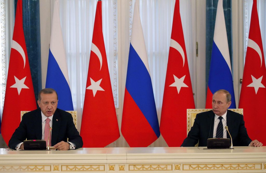 Turkish President Recep Tayyip Erdogan and Russian President Vladimir Putin meet in St. Petersburg