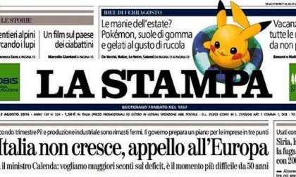 Le prime pagine dei giornali sabato 13 agosto 2016