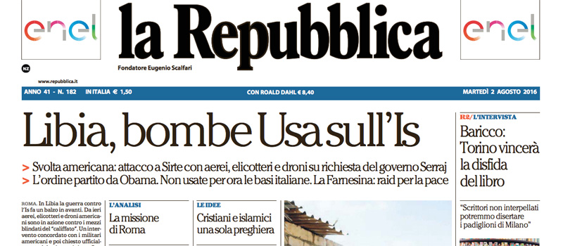 Le prime pagine dei giornali martedì 2 agosto 2016
