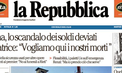 Le prime pagine dei giornali martedì 30 agosto 2016