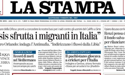 Le prime pagine dei giornali giovedì 4 agosto 2016