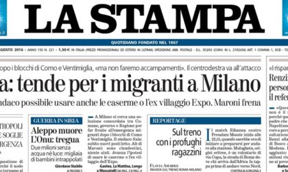 Le prime pagine dei giornali mercoledì 10 agosto 2016